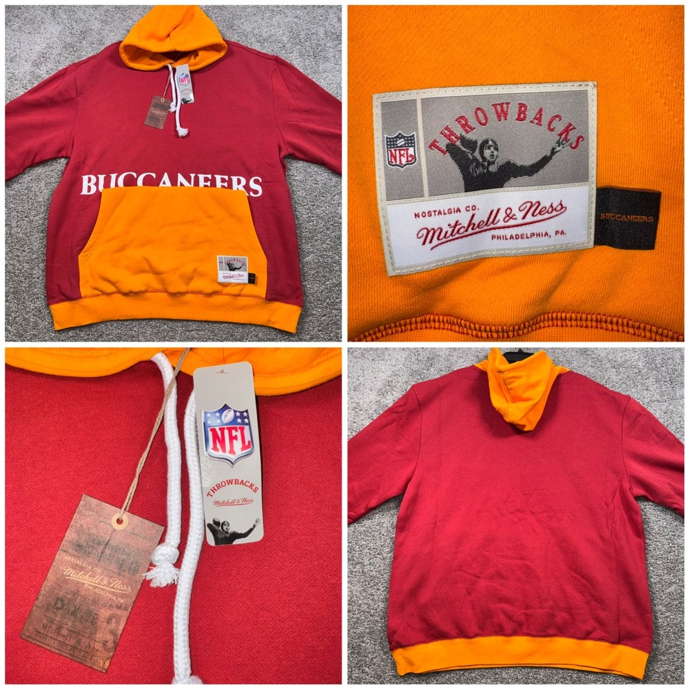 Mitchell & Ness Tampa Bay Buccaneers Big Face Hoodie Mens Red Orange 2XLB NEW